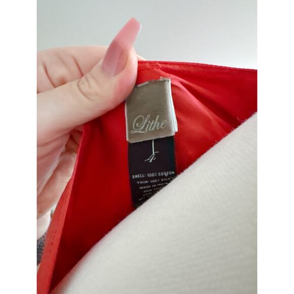 Anthropologie Lithe Embroidered Floral Dress Size 4 Red Retro 70s Pinup - Picture 10 of 10